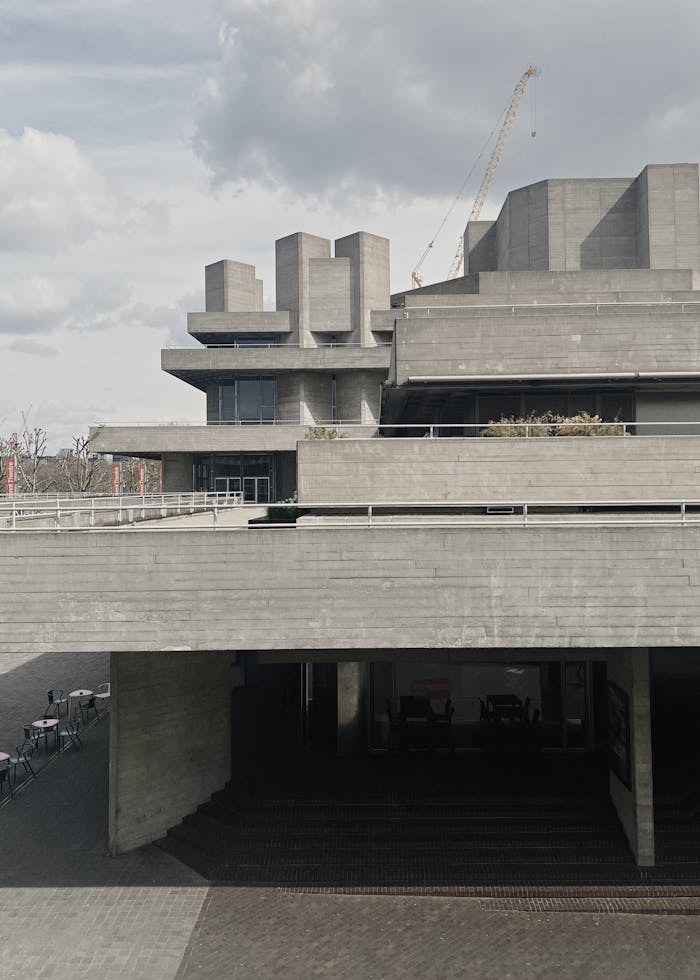 Pumpkin Soup Concrete facade of the iconic Royal National Theatre in London showcasing brutalist architecture.